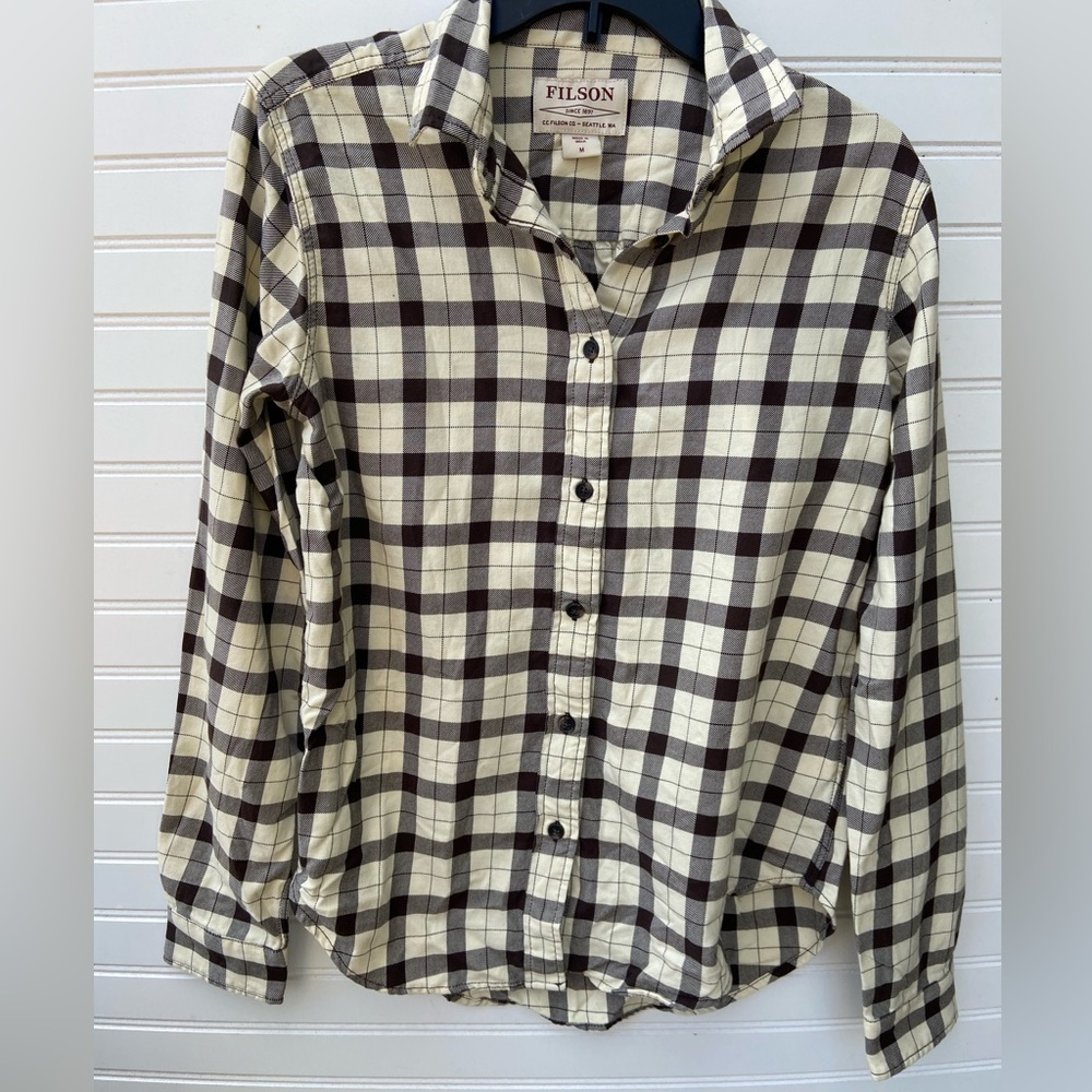 Filson Cram & Dark Brown Plaid Button Down Top